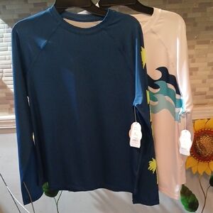 Wonder Nation Kids Swim Shirts - Blue and White Size 14-16 Husky